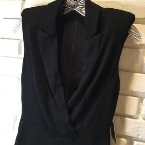 Express sz S One Piece Jumpsuit black sleeveless deep neck NWT
